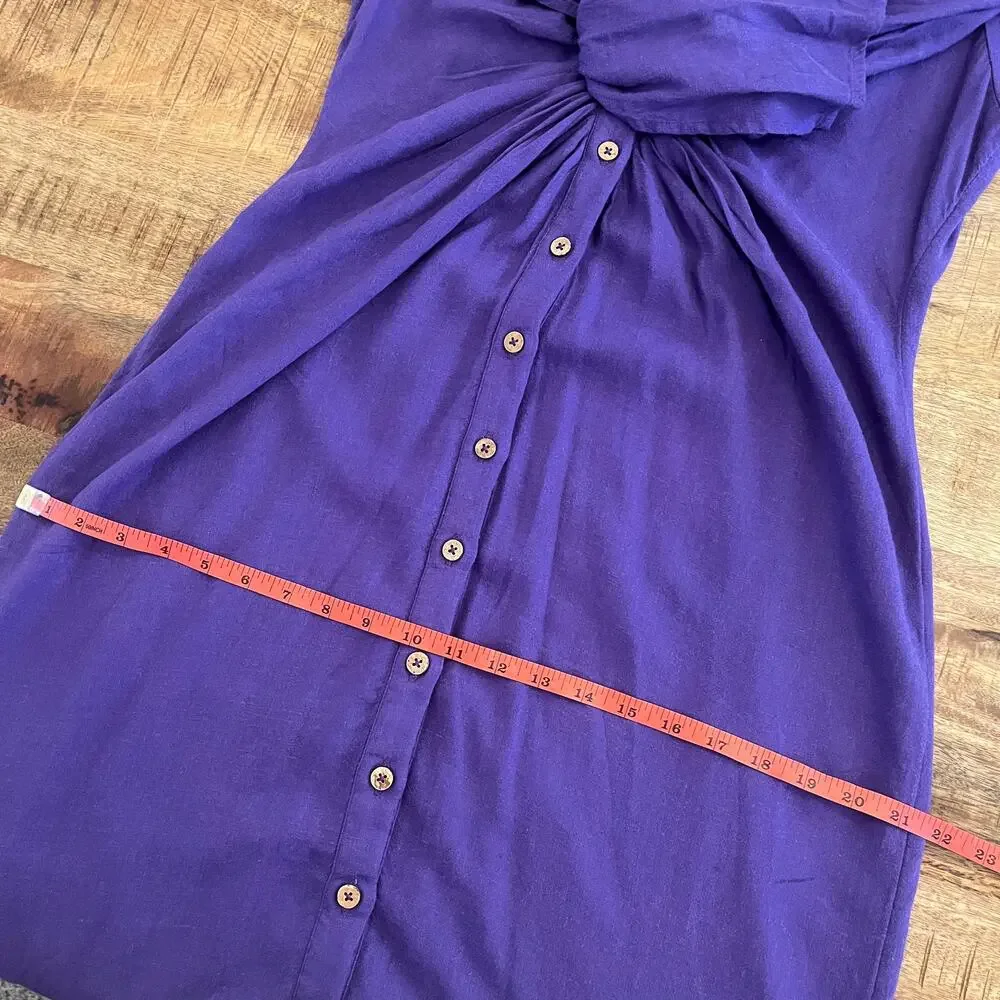 NWT Free People Vintage Summer Midi Dress Sz L Fits M Linen Blend Button Purple - Picture 16 of 16